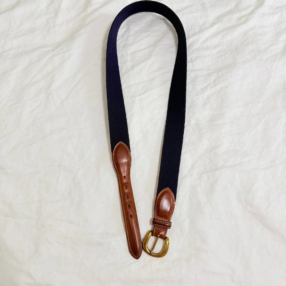Trafalgar Womens Canvas Leather Belt Brass Buckle Dark‎ Purple Size 34